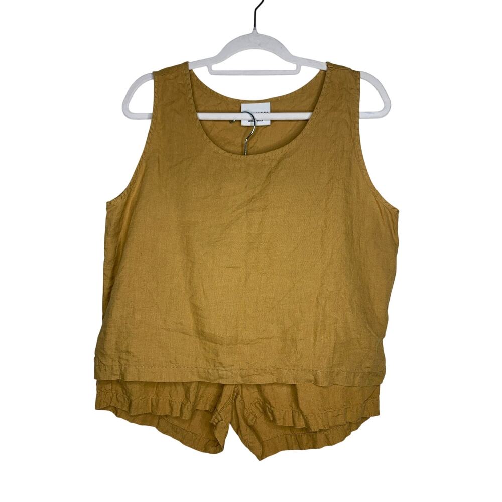 PARACHUTE Linen Tank and Shorts Lounge Set in Ochre - Picture 2 of 10